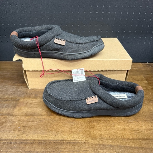 New W/O Box! Men's Dearfoams Black Warm Fall Winter Comfort Slippers Size 11-12 - Picture 1 of 5